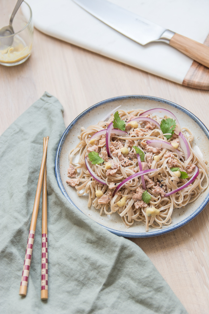 Nouilles soba et foie de morue à la moutarde truffée Nouilles soba et foie de morue à la moutarde truffée
