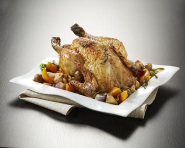 Chapon rôti et méli-mélo de légumes d’hiver Chapon rôti et méli-mélo de légumes d’hiver