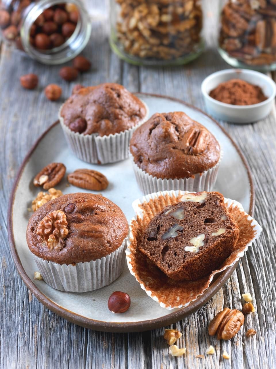 Muffins aux noix et crème dessert chocolat Muffins aux noix et crème dessert chocolat